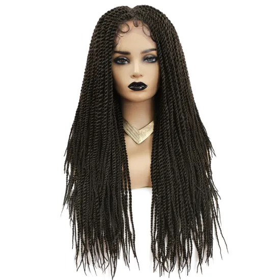 X-tress 4# Straight Braided Wigs For Women Synthetic Hair Wig With Small Senegalese Twist Lace Front Braided Wigs With Baby Hair