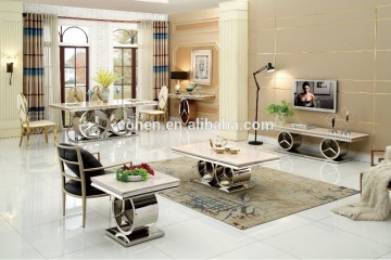 2016 luxury stainless steel dining table/ elegant marble Dining table for wholesale AH068