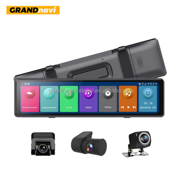 GRANDnavi 3 Cameras Dash Cam with GPS, CarPlay, AndroidAuto, 4K Recording