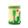 Handmade kukazve polymer clay folly folly bybacco canister imba, borosiliprate girazi kuputa itstray ne bamboo chifukidzo