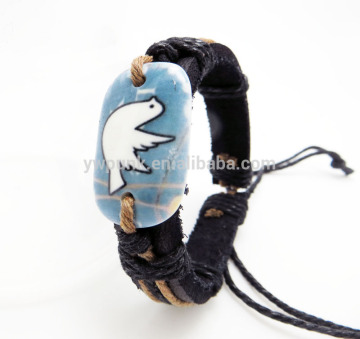 adjustable leather jewelry bracelet bird of dove cuff