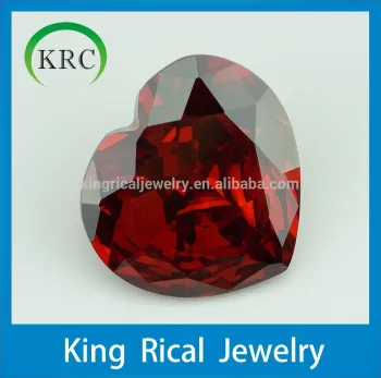 CZ heart shape faceted cut garnet loose cz stone wholesale