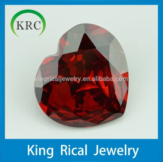 CZ heart shape faceted cut garnet loose cz stone wholesale