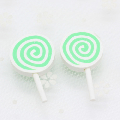 Wholesale Novel Design 45mm Length Beautiful Colors Soft Polymer Clay Charms Swirl Lollipop Candy for Craft DIY Dec