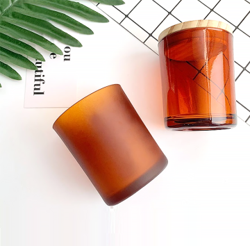 Customized Thick Frosted Glass Containers with Wooden Bamboo Lids - 7oz, 10oz, 14oz
