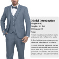WYWK Men's 3-Piece Suit Prom Wedding Set-Blue Grey-XXS