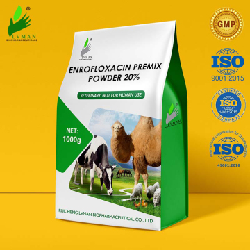 50/100/200g Enrofloxacin Premix Powder 20% สำหรับการใช้สัตว์