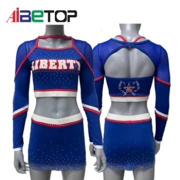 Trajes de dança de torcida azul personalizados