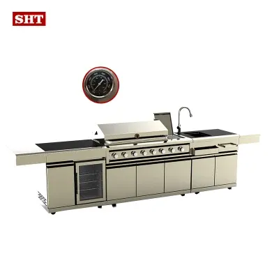Wholesale 304 Stainless Steel BBQ Gas Grill Cabinet Customized Logo