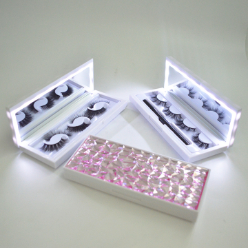 Custom LED Eyelash Boxes with Self-Adhesive Lash Packaging Cases, LED Lights, and Mirrors