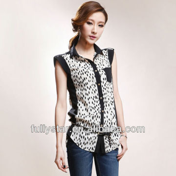 2014 new summer sleeveless chiffon polo shirts for women