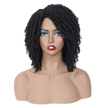 soft dread braids style natural color synthetic faux locs crochet braiding hair wig african short braided wigs for black women