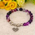 Natural Purple Agate Bracelet Gemstone jewelry alloy pendants