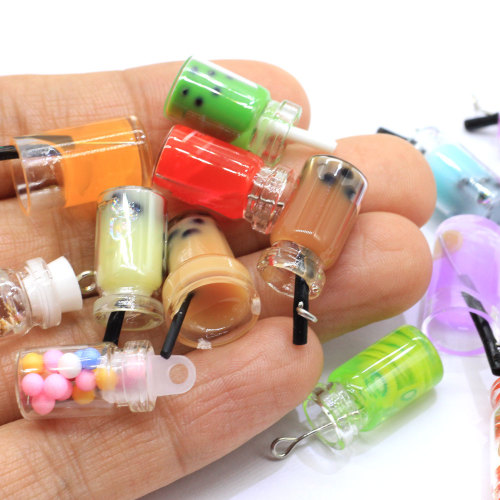 Mixture 3D Fruit Juice Bottle Design Charms 3D Boba Milk Tea Resin Pendants Earring Charm Fashion Jewelry Accessories