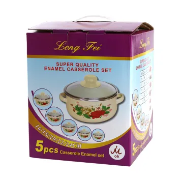 16-24cm Kitchenware 5PCS Vintage Enamel Soup Cooking Pot Set Enamelware Casserole