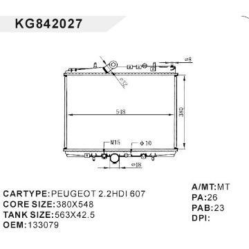 auto radiator car:PEUGEOT 2.2HDI 607 OEM:133079
