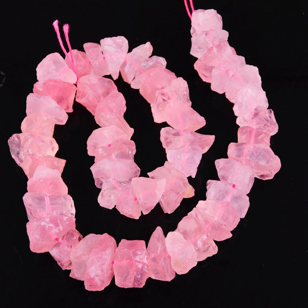 Perles brutes de quartz rose brut naturelles non polies