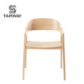 Italian Design Restaurant Shop Coffee Dining Plywood Seat Wood Dining Chairs With Arm