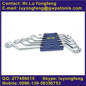 Finely polished double offset ring spanner set