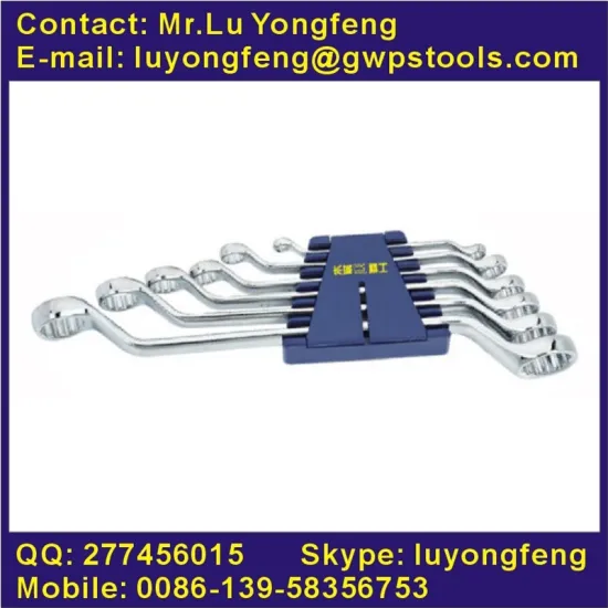 Finely polished double offset ring spanner set