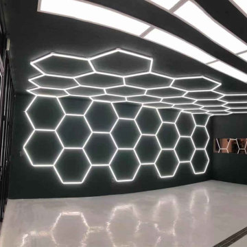 Honeycomb Garage Lamp: LED Hexagon Ceiling Lights for Auto Detailing Shops