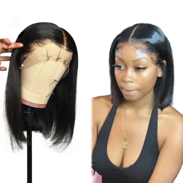 Wholesale Short Brazilian Hair Bob Wigs Straight Virgin Hair Lace Front Human Hair Wigs For Black Women