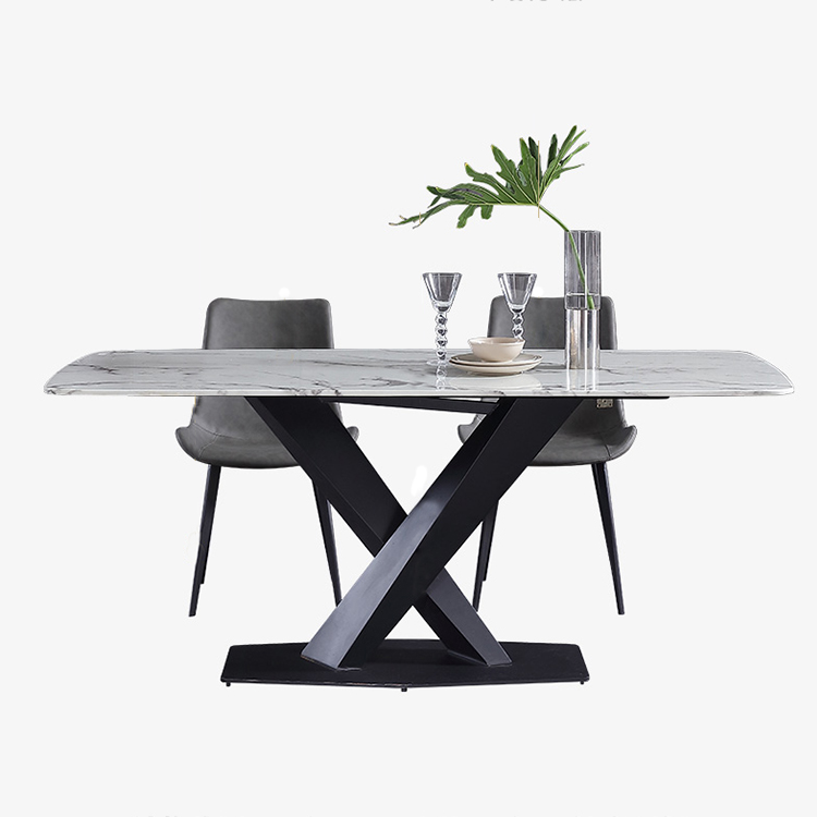 Mesa de jantar de luxo leve Sala de jantar de mármore moderna