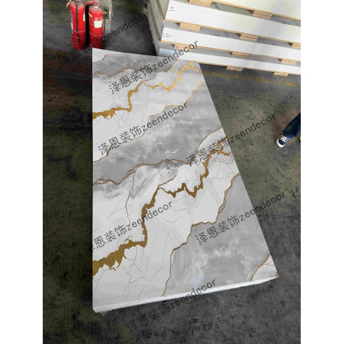 Kalis air berkilat tinggi 4*8 lembaran panel marmar PVC