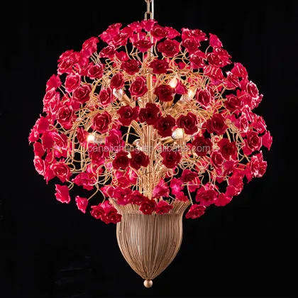 Ceramic Rose Flower Garden Chandelier Lighting