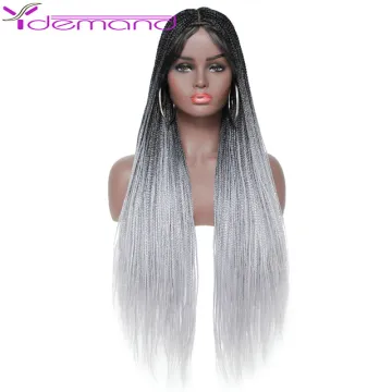 Synthetic Hair Wigs Long Box Braids With Baby Hair Wig Y Demand Dreadlock Twist Box Braided None Lace Wig For Black Women