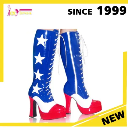 Elegant black and red ABS platform 15cm heels knee high boots fetish boots