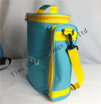 Lime blue 2 persons oxford insulated bag for wine bottle