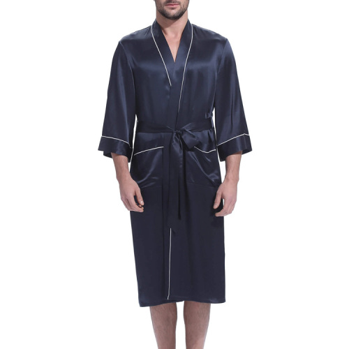 Herren Satin Seidenbad Robe Nachtwäsche -Dressingkleid