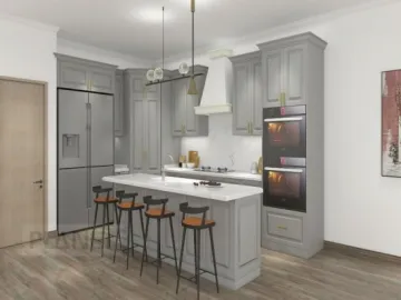 New model gray plywood hanging cabinets for kitchen