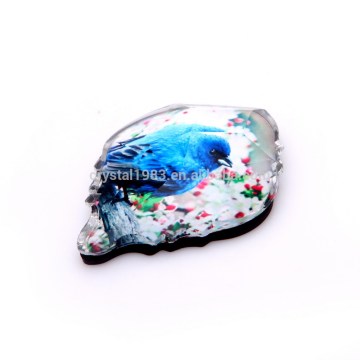 Lucky brid crystal fridge magnet from China wholesale leaf shape crystal material for home decoration