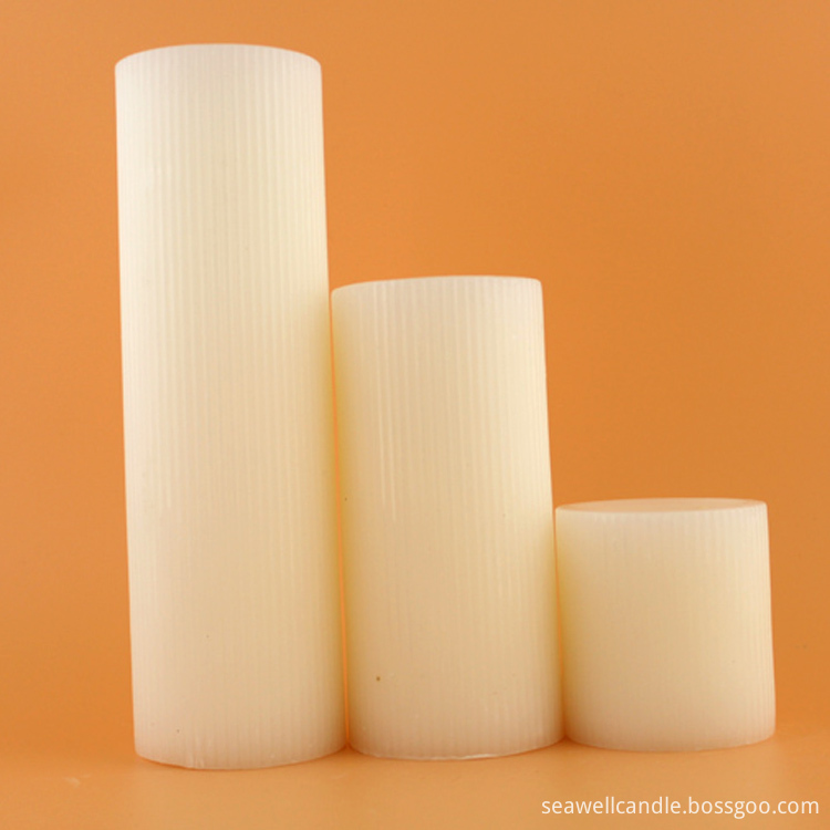 White Unscented Fluted Pillar Candles