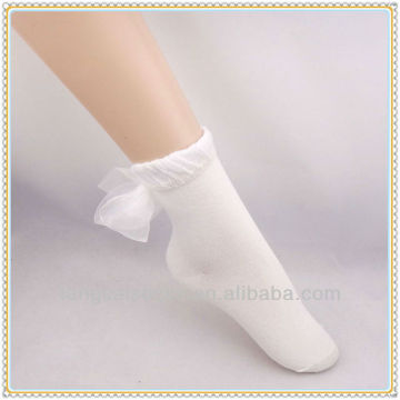 hot sale plain white women hosiery socks with big bow