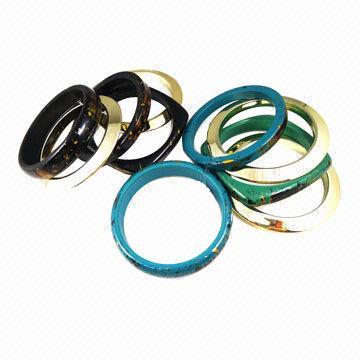 Ketibaan adat istiadat yang berwarna-warni Resin gelang tangan Set baru, 4 keping/Set