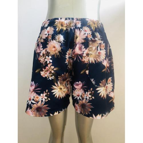 Drawstring Beach Pants Vintage floral print men's beach shorts Manufactory