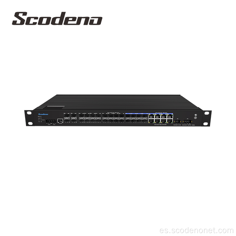 Puerto SFP 4x10g+16x1000Mbps Puerto óptico+8*Puerto combinado 1U Montaje de estante Interruptores Ethernet industriales L3 Rutas estáticas administradas