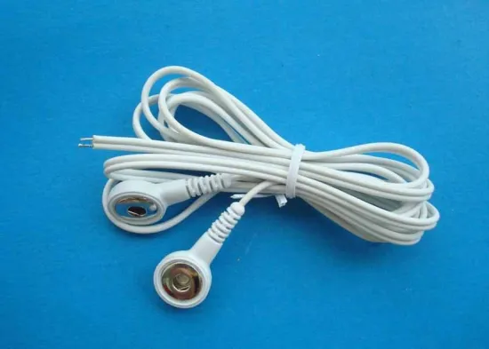 White Snap Electrodes Wire/tens Unit Lead Wires ,customized Plug, 1.5m Length White Tens Lead Wires