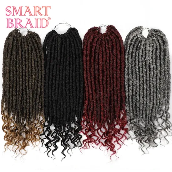 Natural Soft Crochet Braids Synthetic Braiding Hair extension Faux Locs Crochet Twist Hair With Curly Ends Straight Goddess Locs
