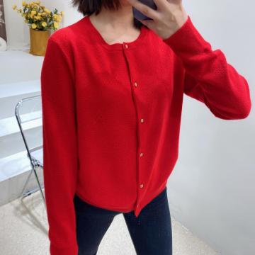 Cardigan manteau de Noël en cachemire rouge