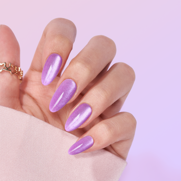 Solid translucent violet eye natural false nail