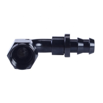 8AN 90 Degree Push Lock Aluminum Black Hose Fitting