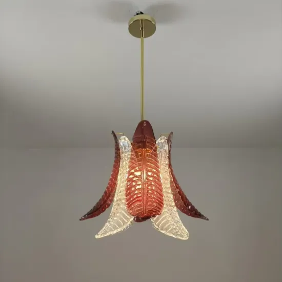 Retro Italian Murano Amber Glass Chandelier Light
