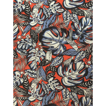 Tropical Leaves Polyester Bubble Chiffon Printing Fabric