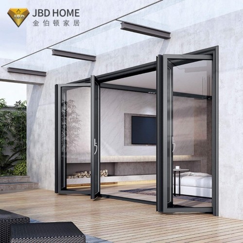 Modèn konsepsyon metal ankadreman asye pòt franse