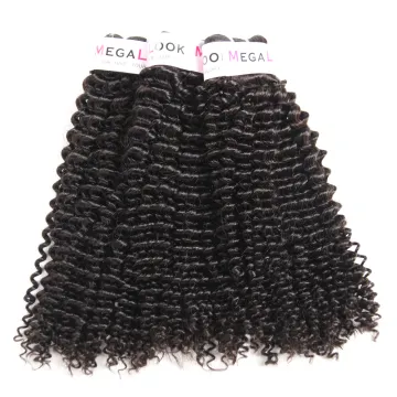 MEGALOOK 40 Inch Virgin Human Mongolian 100% Brazilian Kinky Curly Hair Curl Meches Hair 100% Brazilian