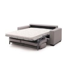 Cama moderna de sofá de cuero gris con colchón